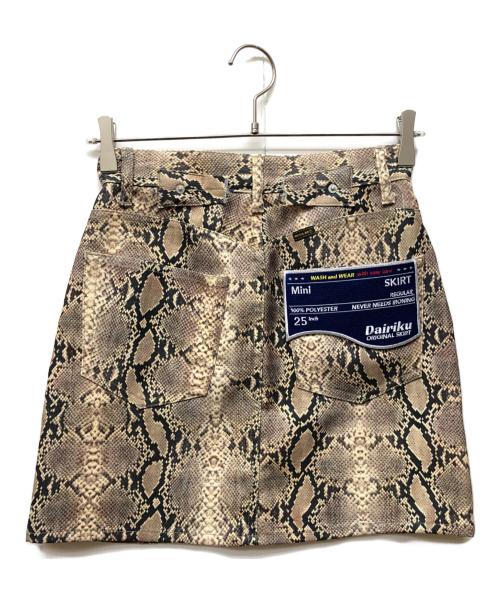DAIRIKU（ダイリク）DAIRIKU (ダイリク) python polyester mini skirt ブラウン サイズ:25の古着・服飾アイテム