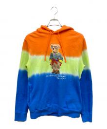 POLO RALPH LAUREN（ポロ・ラルフローレン）の古着「Poloベア プリントフーディ」｜オレンジ×ブルー