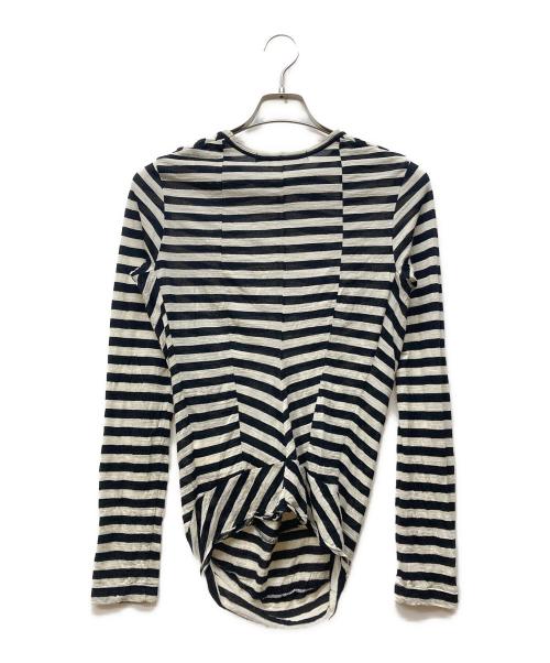 JUNYA WATANABE COMME des GARCONS（(ジュンヤワタナベ コムデギャルソン）JUNYA WATANABE COMME des GARCONS (ジュンヤワタナベ コムデギャルソン) 変形ボーダーカットソー ブラック×ホワイト サイズ:Sの古着・服飾アイテム