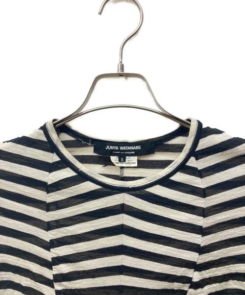 JUNYA WATANABE COMME des GARCONS（(ジュンヤワタナベ コムデギャルソン）JUNYA WATANABE COMME des GARCONS (ジュンヤワタナベ コムデギャルソン) 変形ボーダーカットソー ブラック×ホワイト サイズ:Sの古着・服飾アイテム