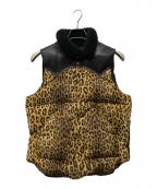 RockyMountainFeatherBed×WACKO MARIAロッキーマウンテンフェザーベッド×ワコマリア）の古着「レオパードレザー切替ダウンベスト」｜ブラック×ブラウン