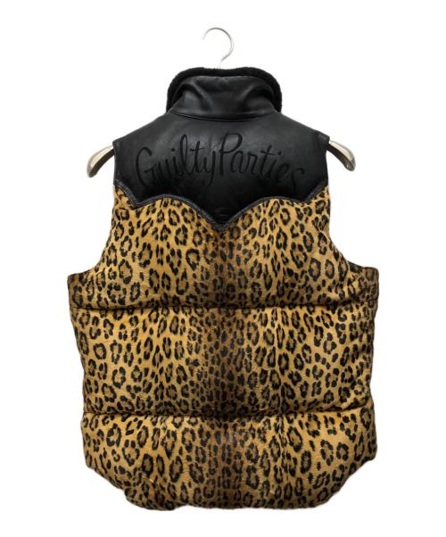 RockyMountainFeatherBed（ロッキーマウンテンフェザーベッド）RockyMountainFeatherBed (ロッキーマウンテンフェザーベッド) WACKO MARIA (ワコマリア) レオパードレザー切替ダウンベスト ブラック×ブラウン サイズ:36の古着・服飾アイテム