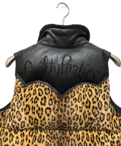 RockyMountainFeatherBed（ロッキーマウンテンフェザーベッド）RockyMountainFeatherBed (ロッキーマウンテンフェザーベッド) WACKO MARIA (ワコマリア) レオパードレザー切替ダウンベスト ブラック×ブラウン サイズ:36の古着・服飾アイテム