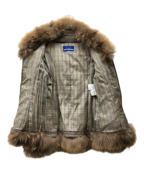 BURBERRY BLUE LABEL（バーバリー ブルー レーベル）BURBERRY BLUE LABEL (バーバリー ブルー レーベル) ラビットファーダウンジャケット カーキ サイズ:38の古着・服飾アイテム