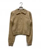 AURALEEオーラリー）の古着「BRUSHED SUPER KID MOHAIR KNIT SHORT POLO」｜ベージュ