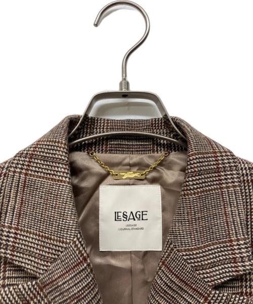 journal standard L'essage（ジャーナルスタンダード レサージュ）journal standard L'essage (ジャーナルスタンダード レサージュ) ガンクラブ/グレンチェック ダブルジャケット ブラウン サイズ:38の古着・服飾アイテム