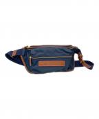 Felisiフェリージ）の古着「ナイロンレザークロスボディバッグ」｜ブラウン×ネイビー