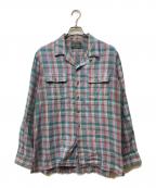 POLO COUNTRYポロカントリー）の古着「オープンカラーチェックシャツ」｜ピンク×ブルー