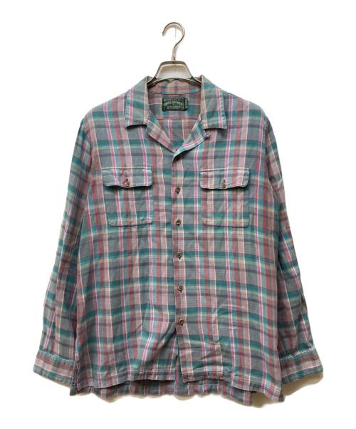 POLO COUNTRY（ポロカントリー）POLO COUNTRY (ポロカントリー) オープンカラーチェックシャツ ピンク×ブルー サイズ:Lの古着・服飾アイテム