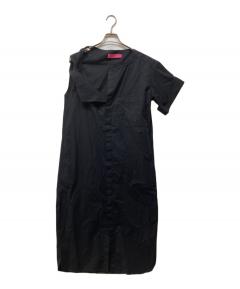 中古・古着通販】MOYURU (モユル) アシンメトリーコート ブラック