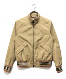 BURBERRY（バーバリー）の古着「アイコンストライプ ディテール コットンギャバジン ハリントンジャケット」｜ベージュ