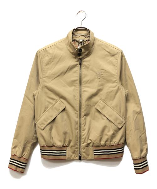 BURBERRY（バーバリー）BURBERRY (バーバリー) アイコンストライプ ディテール コットンギャバジン ハリントンジャケット ベージュ サイズ:46の古着・服飾アイテム