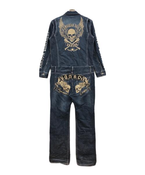 VANSON（バンソン）VANSON (バンソン) デニムワッペンつなぎ ブルー サイズ:Lの古着・服飾アイテム