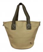 BURBERRY BLUE LABELバーバリー ブルー レーベル）の古着「ハンドルレザーキャンバストートバッグ」｜グリーン×カーキ