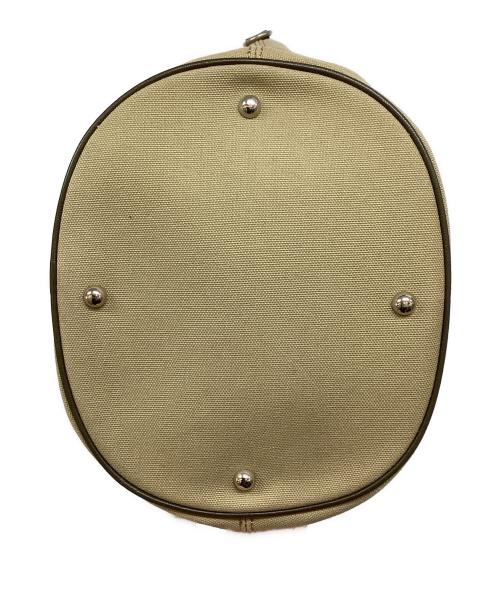 BURBERRY BLUE LABEL（バーバリー ブルー レーベル）BURBERRY BLUE LABEL (バーバリー ブルー レーベル) ハンドルレザーキャンバストートバッグ グリーン×カーキの古着・服飾アイテム