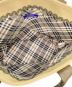 中古・古着 BURBERRY BLUE LABEL (バーバリー ブルー レーベル) ハンドルレザーキャンバストートバッグ グリーン×カーキ：12000円