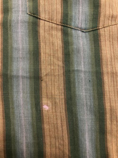 TOWN CRAFT（タウンクラフト）TOWN CRAFT (タウンクラフト) ストライプシャツ イエロー×グリーン サイズ:Lの古着・服飾アイテム