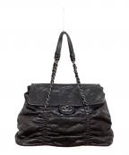 CHANELシャネル）の古着「ココマークダブルチェーンショルダーバッグ」｜ブラック