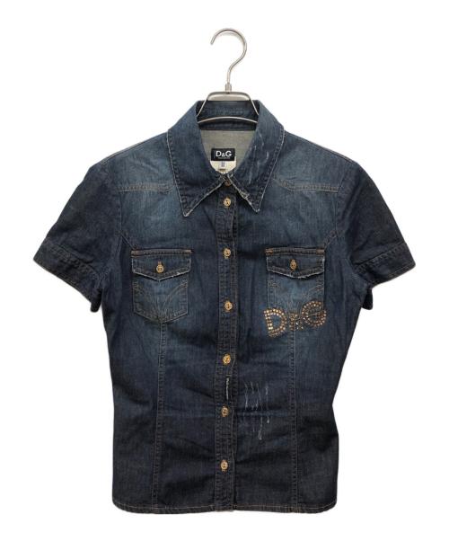 D&G（ディーアンドジー）D&G (ディーアンドジー) 半袖シャツ ブルー サイズ:40の古着・服飾アイテム