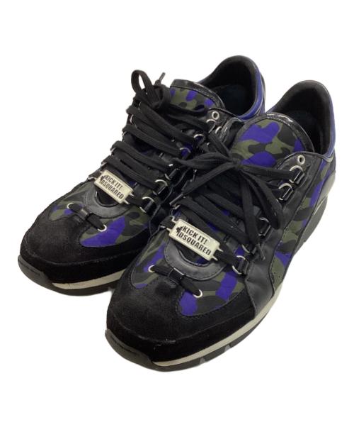 DSQUARED2（ディースクエアード）DSQUARED2 (ディースクエアード) カモ柄ローカットスニーカー ブラック サイズ:42の古着・服飾アイテム