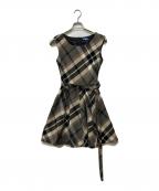 BURBERRY BLUE LABELバーバリー ブルー レーベル）の古着「メガチェック ノースリーブワンピース」｜ブラウン