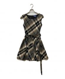 BURBERRY BLUE LABEL（バーバリー ブルー レーベル）の古着「メガチェック ノースリーブワンピース」｜ブラウン