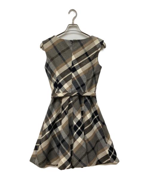 BURBERRY BLUE LABEL（バーバリー ブルー レーベル）BURBERRY BLUE LABEL (バーバリー ブルー レーベル) メガチェック ノースリーブワンピース ブラウン サイズ:38の古着・服飾アイテム