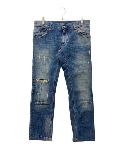 DOLCE & GABBANA（ドルチェ＆ガッバーナ）DOLCE & GABBANA (ドルチェ＆ガッバーナ) ダメージデニムパンツ インディゴ サイズ:50の古着・服飾アイテム