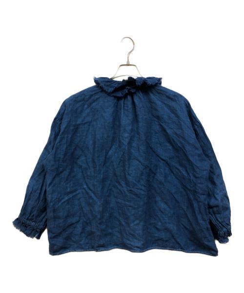 nest Robe（ネストローブ）nest Robe (ネストローブ) リネン天然染めフリルカラーブラウス インディゴ サイズ:freeの古着・服飾アイテム