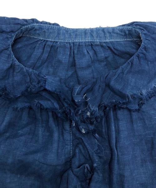 nest Robe（ネストローブ）nest Robe (ネストローブ) リネン天然染めフリルカラーブラウス インディゴ サイズ:freeの古着・服飾アイテム