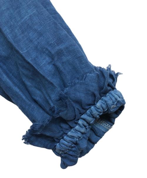 nest Robe（ネストローブ）nest Robe (ネストローブ) リネン天然染めフリルカラーブラウス インディゴ サイズ:freeの古着・服飾アイテム