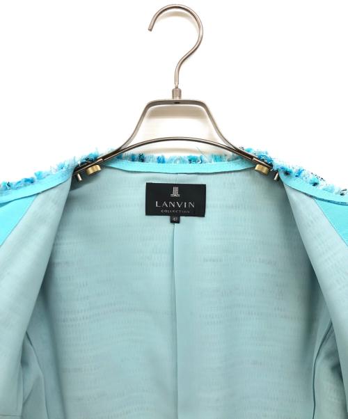 LANVIN COLLECTION（ランバンコレクション）LANVIN COLLECTION (ランバンコレクション) ノーカラーツイードジャケット スカイブルー サイズ:42の古着・服飾アイテム