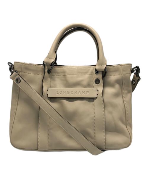 LONGCHAMP（ロンシャン）LONGCHAMP (ロンシャン) 3D レザー2WAYバッグ ベージュの古着・服飾アイテム