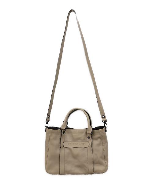 LONGCHAMP（ロンシャン）LONGCHAMP (ロンシャン) 3D レザー2WAYバッグ ベージュの古着・服飾アイテム