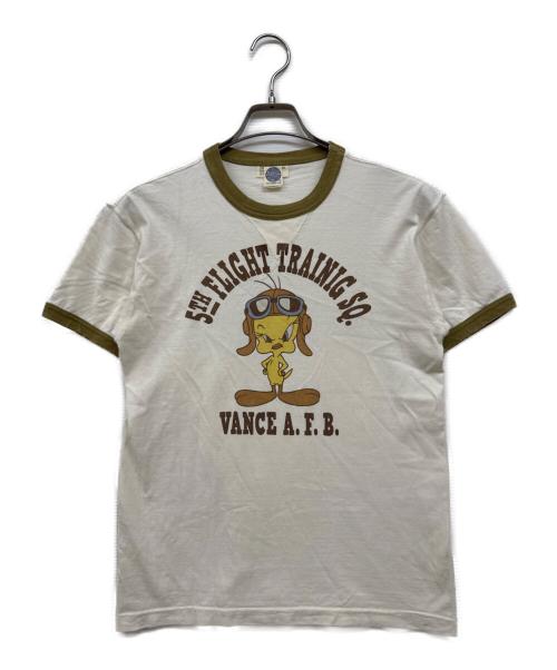 TOYS MCCOY（トイズマッコイ）TOYS McCOY (トイズマッコイ) トゥイーティーリンガーtシャツ ホワイト×カーキ サイズ:Sの古着・服飾アイテム