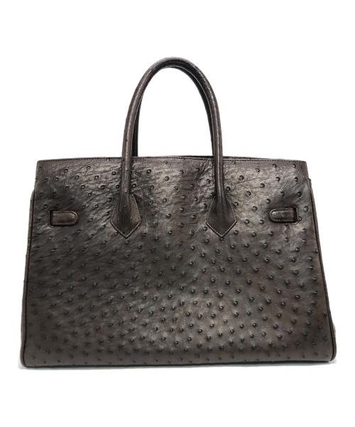 表記無し（ヒョウキナシ）表記無し (ヒョウキナシ) オーストリッチハンドバッグ ブラウンの古着・服飾アイテム