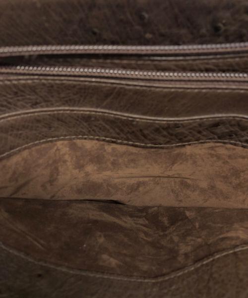 表記無し（ヒョウキナシ）表記無し (ヒョウキナシ) オーストリッチハンドバッグ ブラウンの古着・服飾アイテム