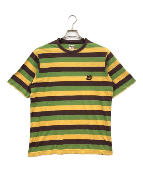 stussy（ステューシー）stussy (ステューシー) ボーダーTシャツ ブラック×イエロー サイズ:Mの古着・服飾アイテム