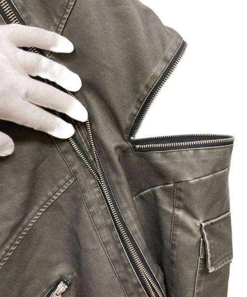 dig your own grave（デグヨアオウングレイブ）dig your own grave (デグヨアオウングレイブ) LEATHER ZIP HOODY グレー サイズ:2の古着・服飾アイテム