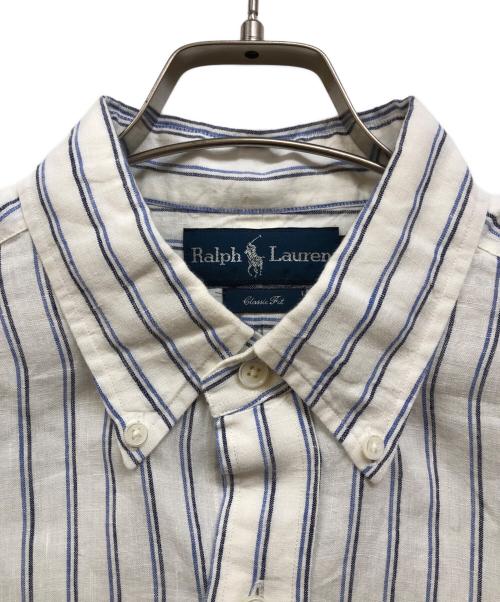 RALPH LAUREN（ラルフローレン）RALPH LAUREN (ラルフローレン) リネンストライプシャツ ホワイト サイズ:Lの古着・服飾アイテム