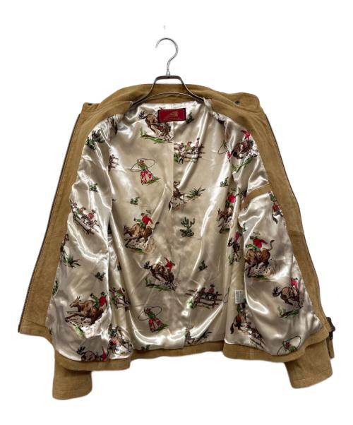 INDIAN MOTORCYCLE（インディアンモーターサイクル）INDIAN MOTORCYCLE (インディアンモーターサイクル) COW SUEDE SINGLE RIDERS JKT ブラウン サイズ:Lの古着・服飾アイテム