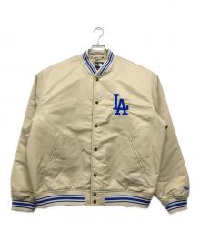 New Era（ニューエラ）の古着「ナイロン バーシティージャケット」｜ベージュ×ブルー
