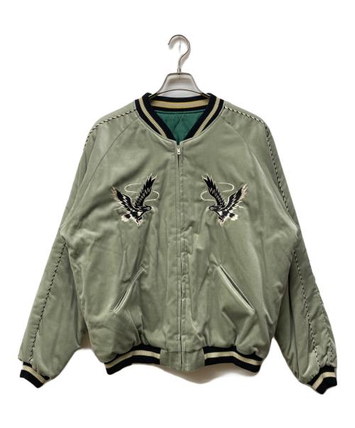 テーラー東洋（テーラートウヨウ）テーラー東洋 (テーラートウヨウ) Mid 1950s Style Velveteen Souvenir Jacket “BLACK EAGLE” × “JAPAN MAP” グレー×グリーン サイズ:XXLの古着・服飾アイテム