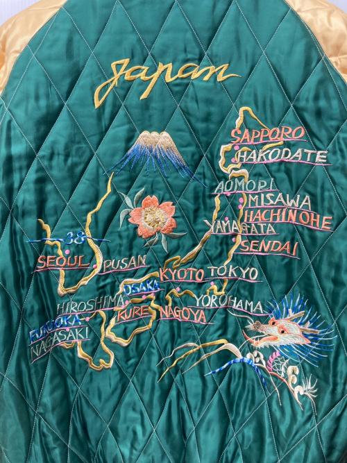 テーラー東洋（テーラートウヨウ）テーラー東洋 (テーラートウヨウ) Mid 1950s Style Velveteen Souvenir Jacket “BLACK EAGLE” × “JAPAN MAP” グレー×グリーン サイズ:XXLの古着・服飾アイテム