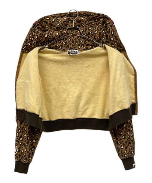 A BATHING APE（ア ベイシング エイプ）A BATHING APE (ア ベイシング エイプ) LEOPARD CROPPED SHARK FULL ZIP HOODIE ブラウン サイズ:Mの古着・服飾アイテム