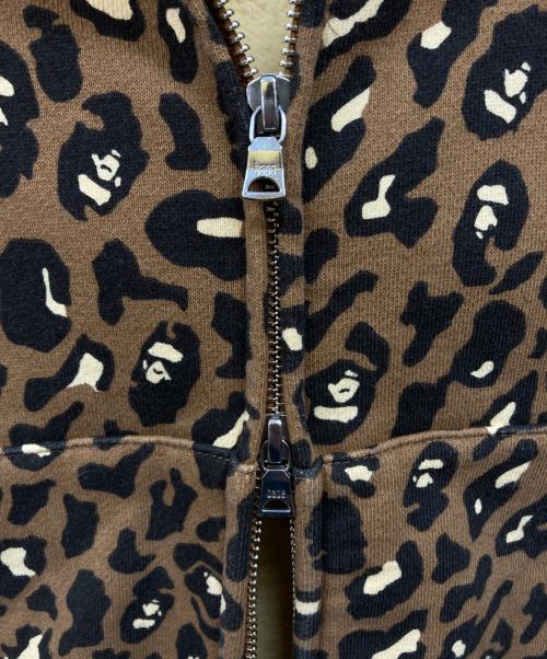 A BATHING APE（ア ベイシング エイプ）A BATHING APE (ア ベイシング エイプ) LEOPARD CROPPED SHARK FULL ZIP HOODIE ブラウン サイズ:Mの古着・服飾アイテム
