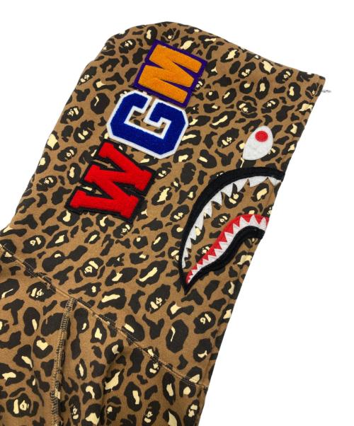 A BATHING APE（ア ベイシング エイプ）A BATHING APE (ア ベイシング エイプ) LEOPARD CROPPED SHARK FULL ZIP HOODIE ブラウン サイズ:Mの古着・服飾アイテム