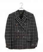 VERSACEヴェルサーチェ）の古着「ウール混ツイード ダブルブレストブレザー チェック」｜ブラック×ホワイト