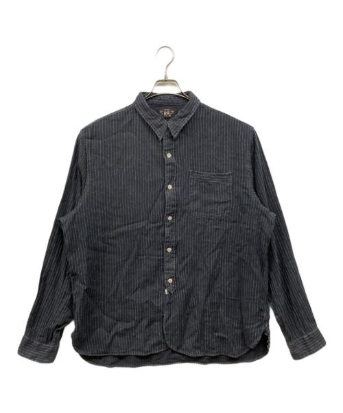 RRL（ダブルアールエル）RRL (ダブルアールエル) ストライプリネンシャツ ホワイト×ブラック サイズ:XLの古着・服飾アイテム