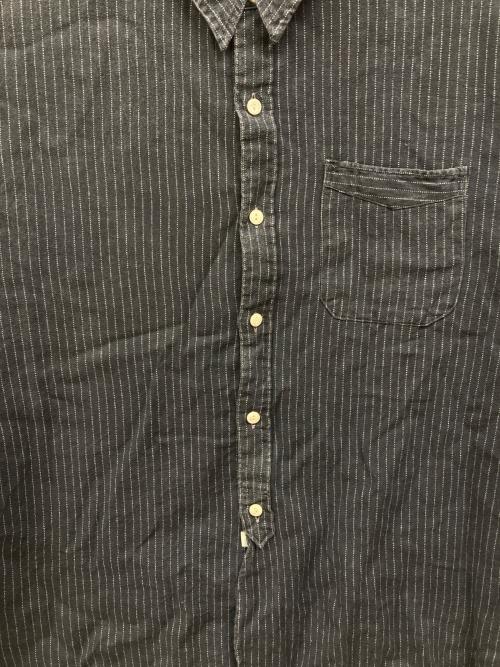 RRL（ダブルアールエル）RRL (ダブルアールエル) ストライプリネンシャツ ホワイト×ブラック サイズ:XLの古着・服飾アイテム